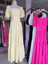 Square Neckline Puff Sleeves Flounce Long Dress